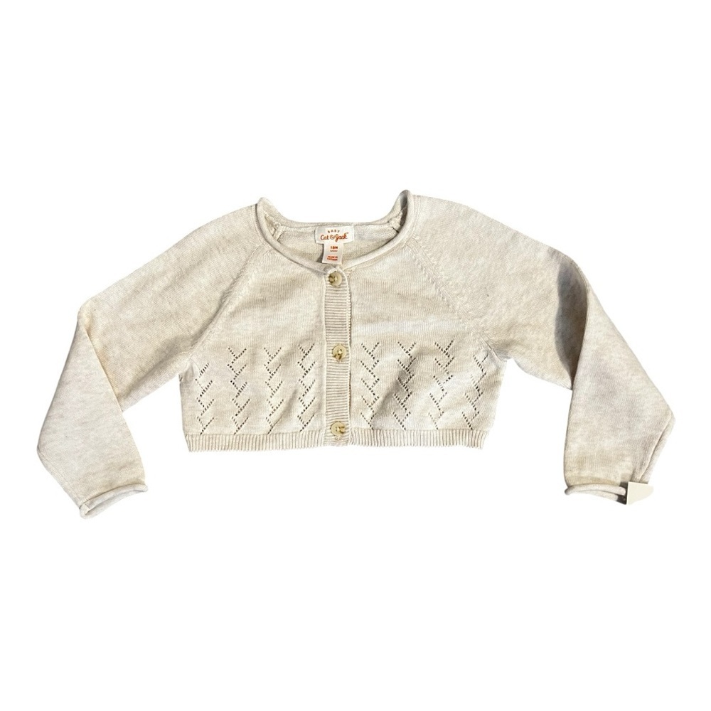 ❤️3/$15 NWT Cat & Jack Cream Knit Sweater Size 18M